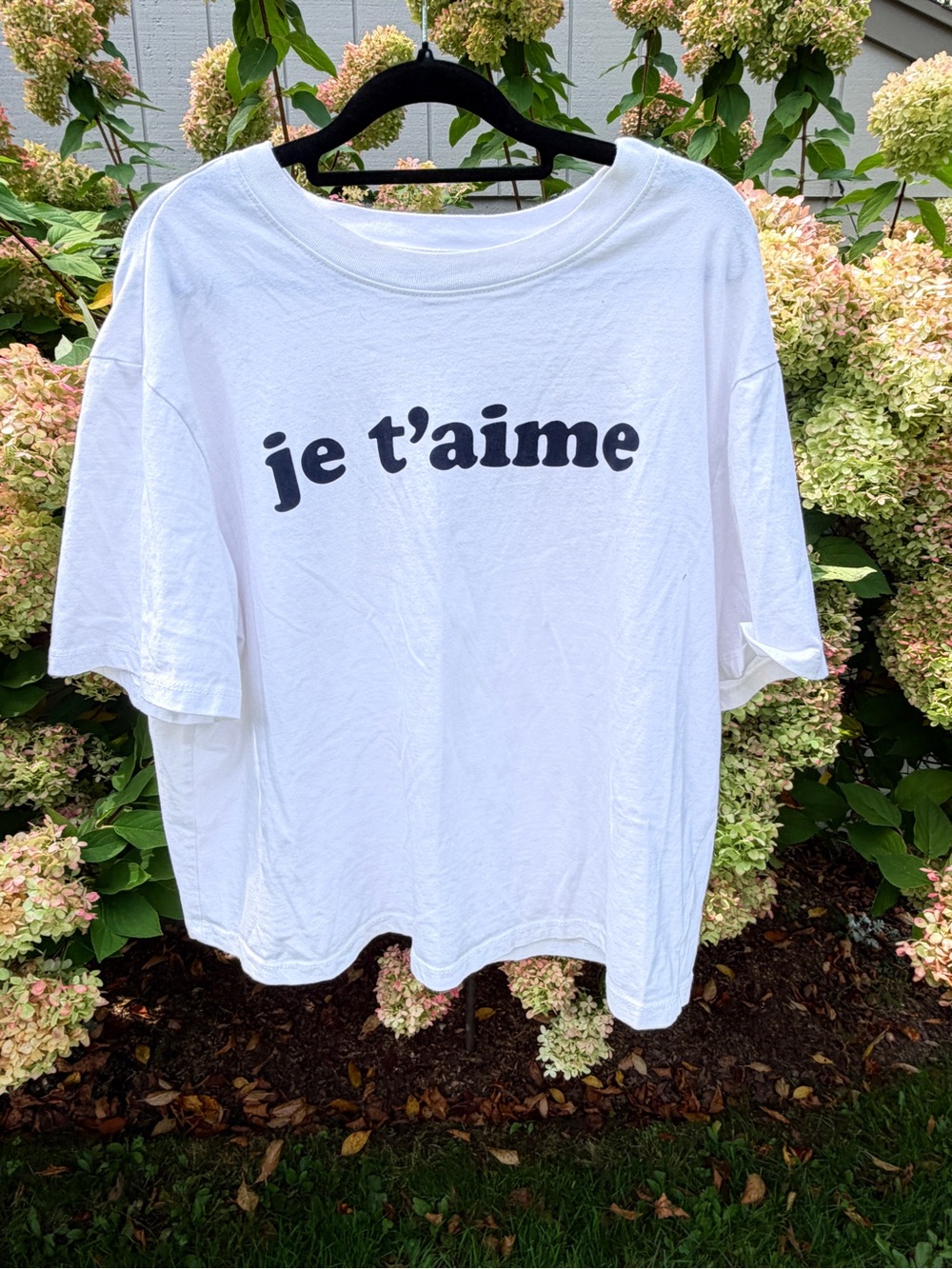 White 'je t'aime' Short Sleeve Graphic Tee
